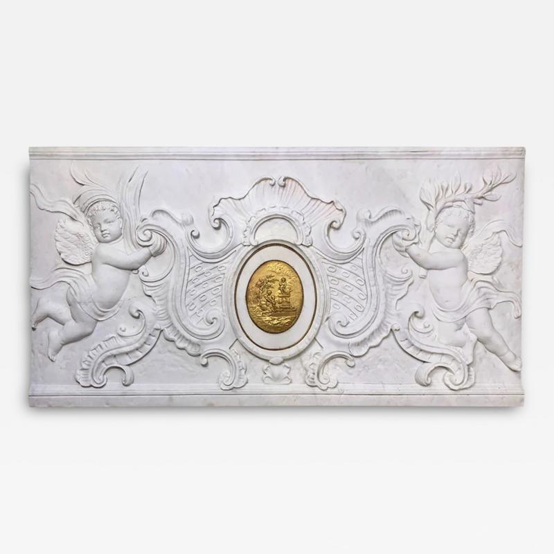 LARGE FRENCH NEOCLASSICAL CARVED WHITE MARBLE RELIEF 19TH CENTURY
