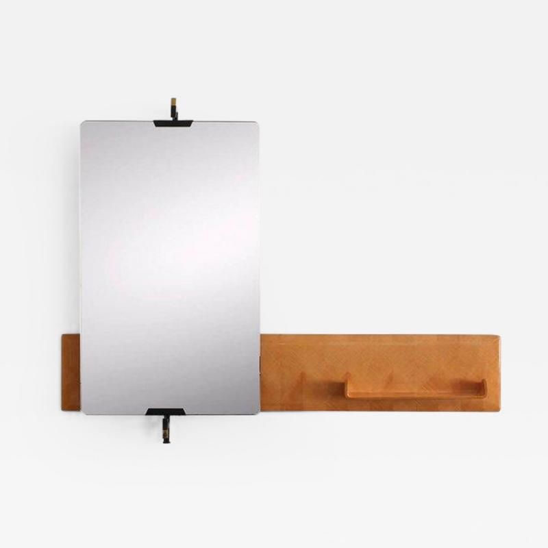 LARGE ITALIAN PIVOTING FLOATING MIRROR AND SHELF