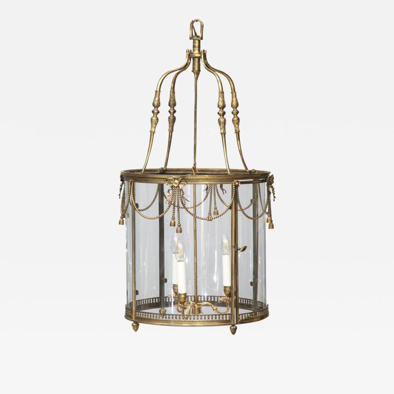 LARGE LOUIS XVI STYLE GILT BRONZE LANTERN