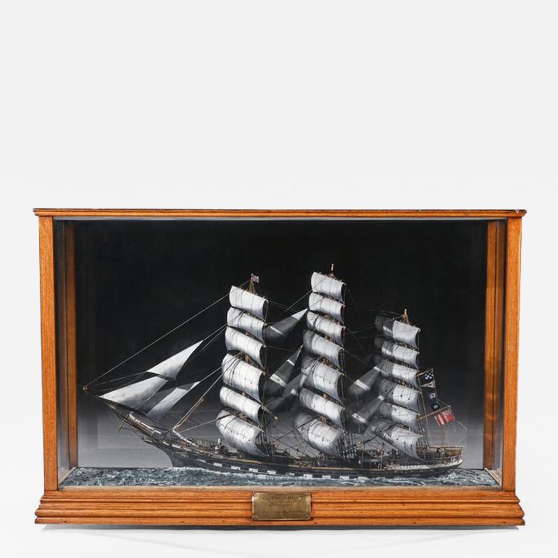 LARGE OAK AND GLAZED CASED MODEL OF THE TEA CLIPPER GLENGARRY IN FULL SAIL