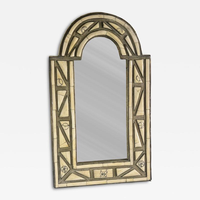 LARGE SCALE MORROCAN BONE METAL ARTISAN MIRROR