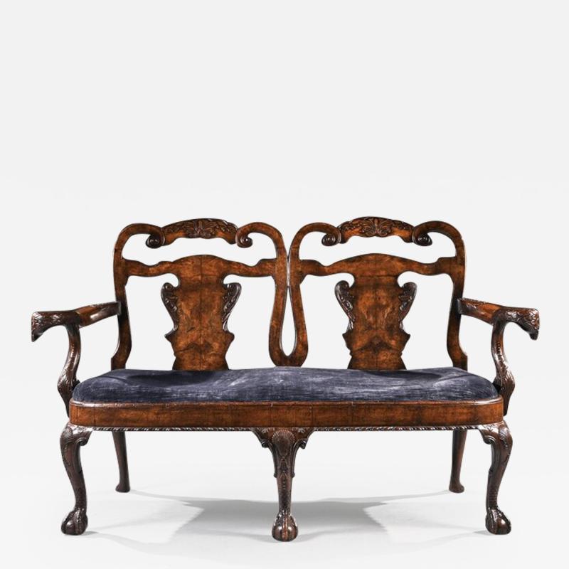 LATE 19TH CENTURY WALNUT TWIN CHAIR BACK SOFA AFTER A GEORGE II DESIGN