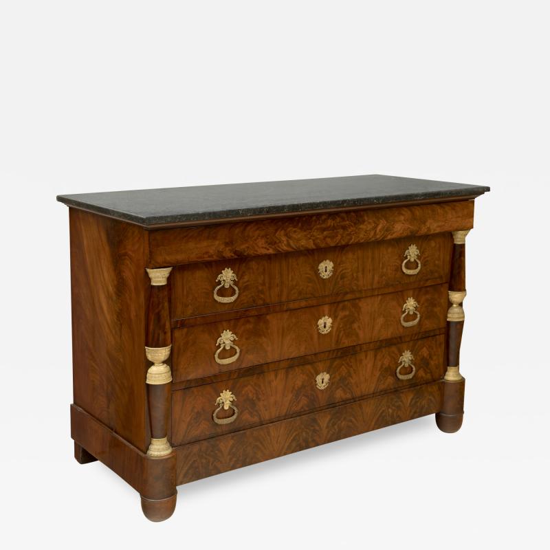 LATE EMPIRE EARLY RESTAURATION FLAME MAHOGANY COMMODE