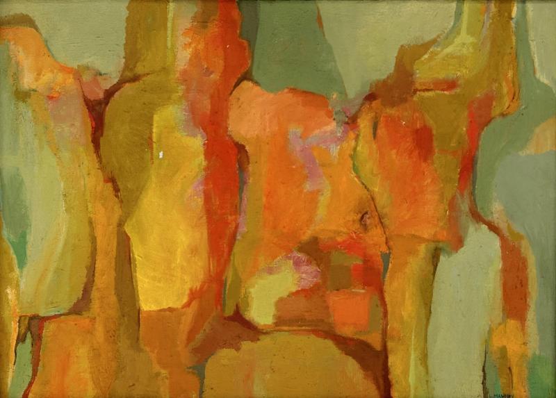 LILLIAM MANNEY ABSTRACE EXPRESSIONIST MIDE CENTURY PAINTING
