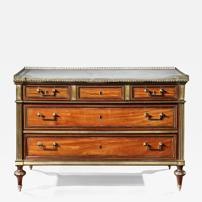 LOUIS XVI GILT BRONZE MOUNTED SATINWOOD AND AMARANTH COMMODE CLAUDE