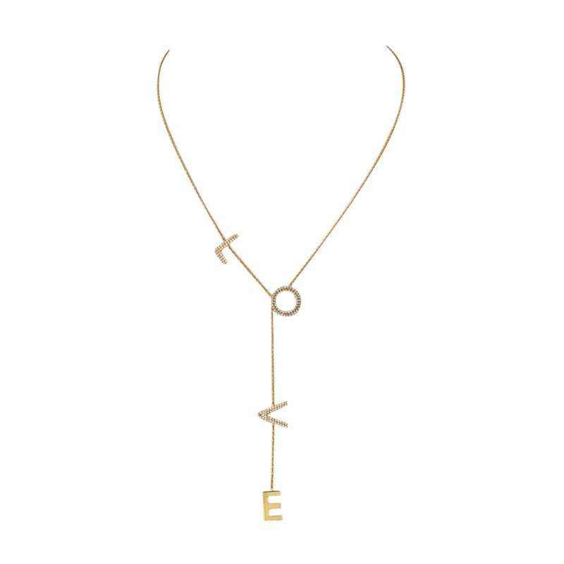 LOVE 18K YELLOW GOLD DIAMOND L O V E NECKLACE