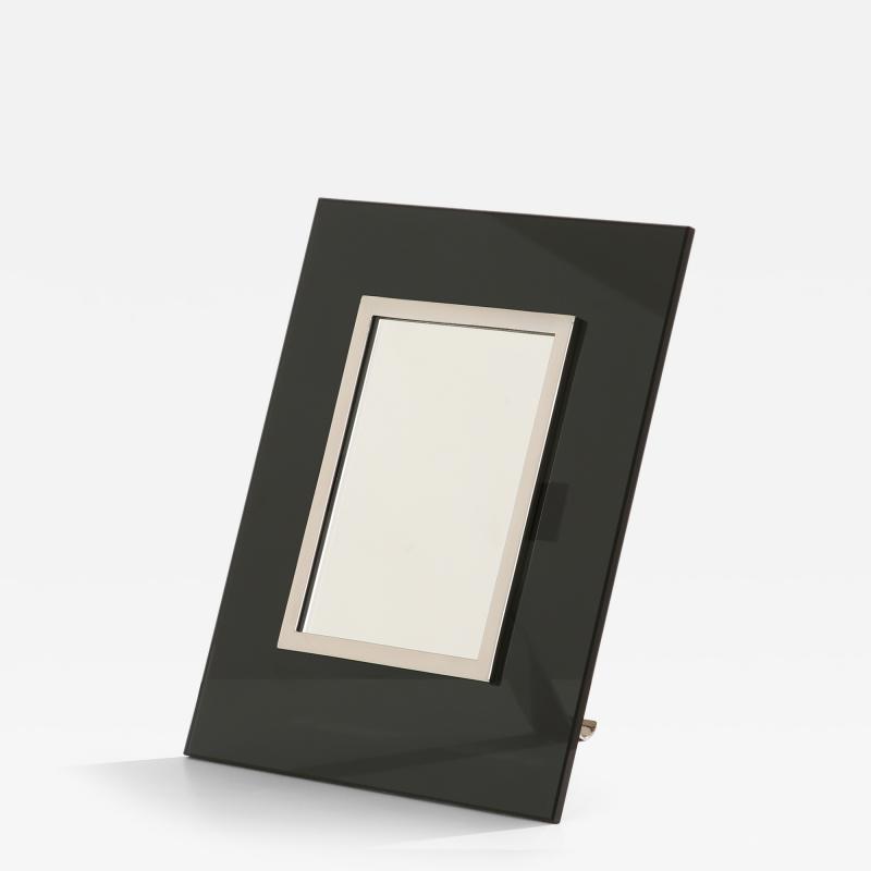 La Maison Desny La Maison Desny Art Deco nickel metal opaline glass table vanity mirror 1930s