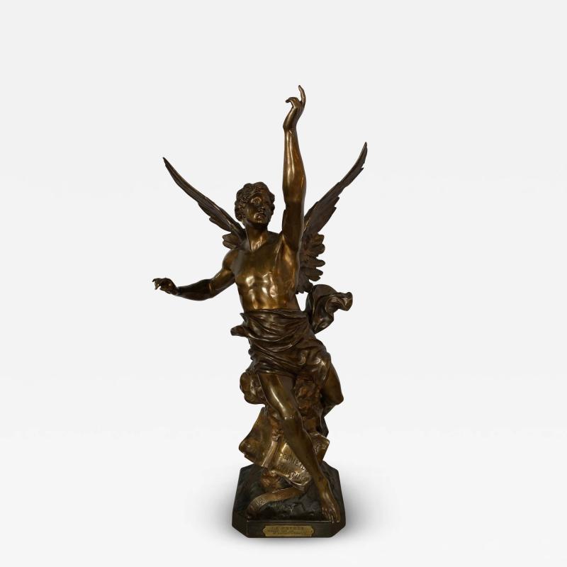 La Pensee by Emile Louis Picault Bears Foundry Mark 19th Century Bronze Statue