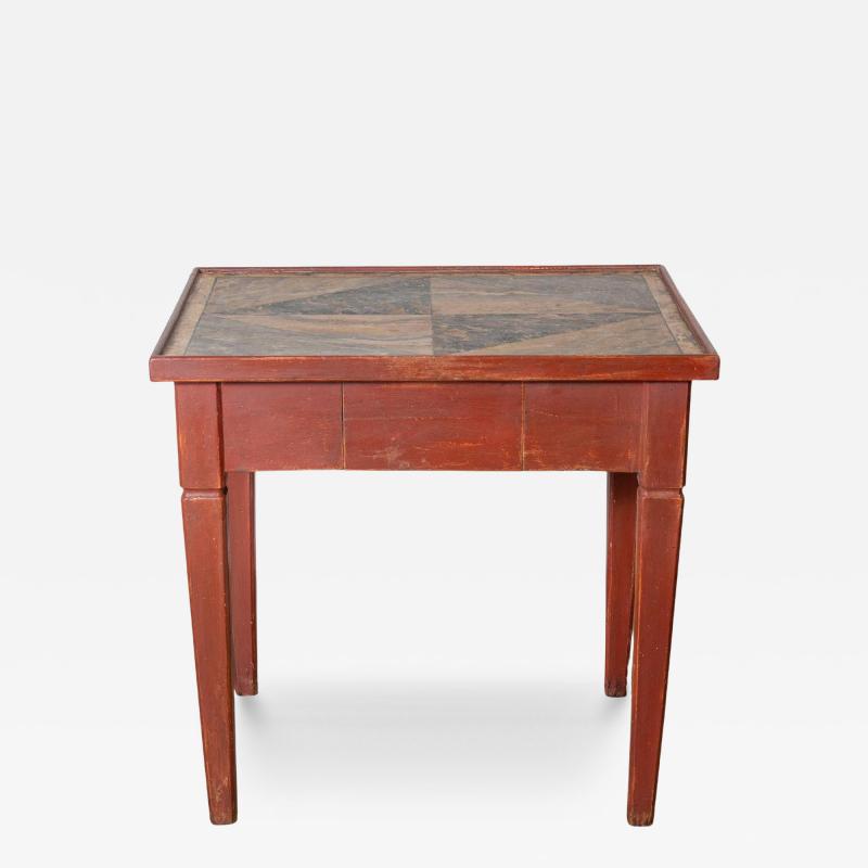 Lacquered Tuscan Side Table with Faux Marble Top 19th Century