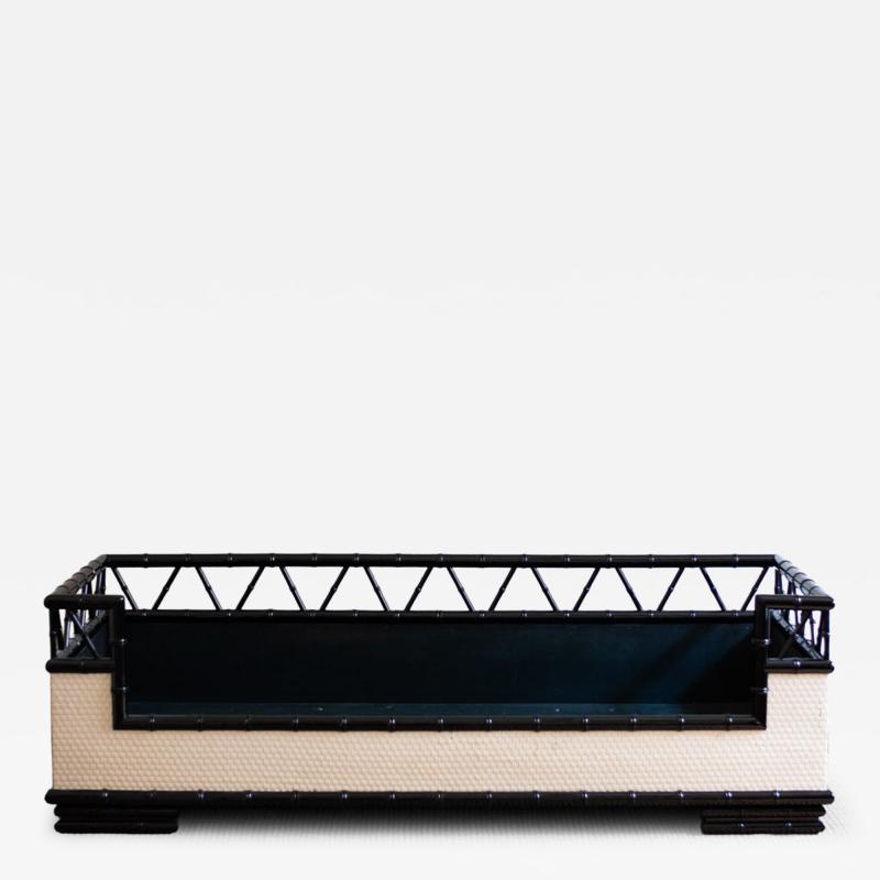 Lacquered wooden bamboo effect daybed 1970s
