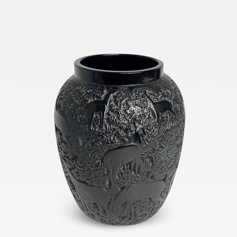 Lalique Black Lalique Biches Vase