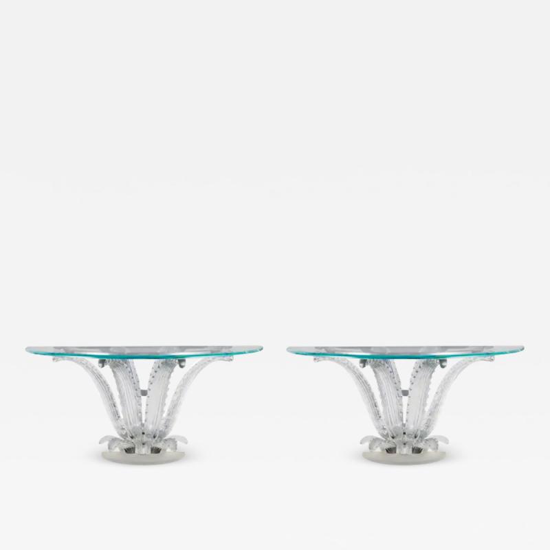 Lalique Lalique France a Magnificent Pair of Crystal Cactus Console Tables