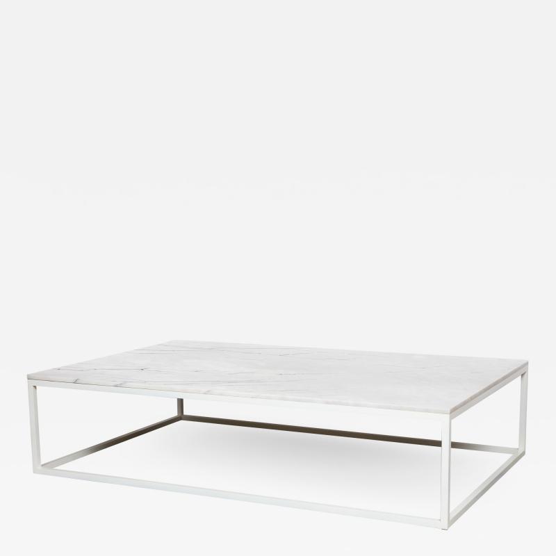 Lance Thompson Made to Order Coffee Table Metal White Base Marble Top