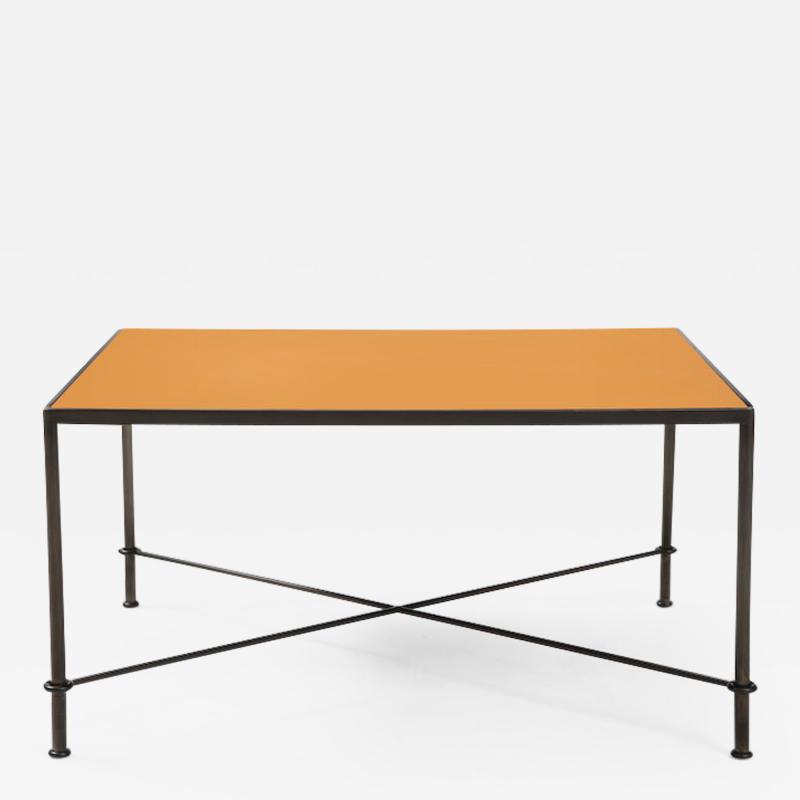 Lance Thompson Mies handmade leather and iron coffee table by Lance Thompson Made to Order