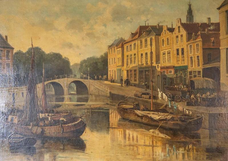 Landscape With A French River Port From The 19th Century