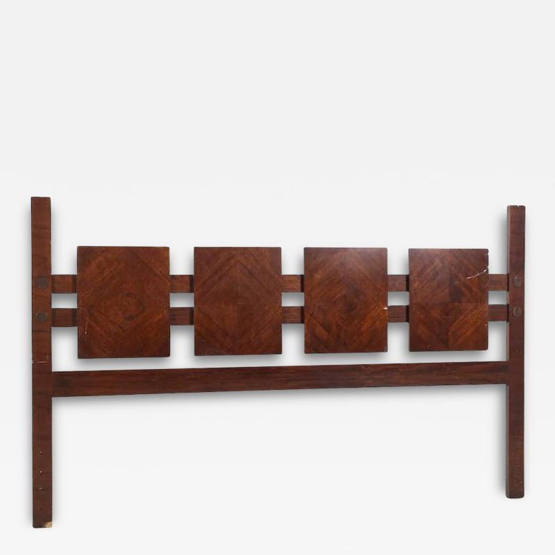 Lane Brutalist Mid Century Walnut King Headboard