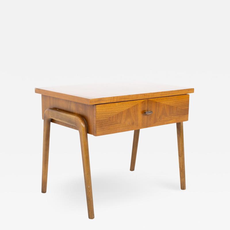 Lane Harlequin Mid Century Inlaid Walnut Side Table Nightstand