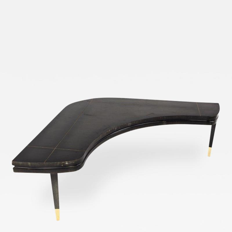 Lane Mid Century Brass Accent Boomerang Corner Table