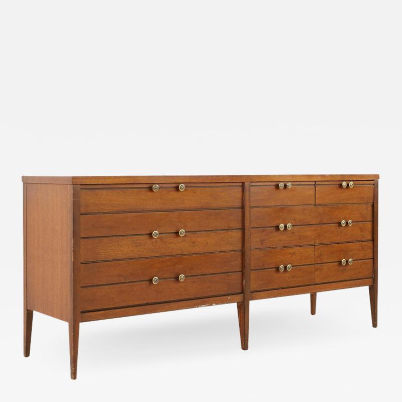Lane Mid Century Walnut Tuxedo Bow Tie Sideboard Credenza