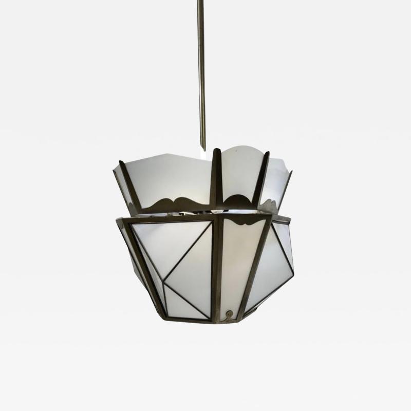 Lantern in Nickel plated Steel and Opaline glass 1930