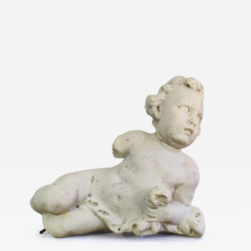 Large 17 18th Century Italian Carved Carrara Marble Baroque Angel Fragment
