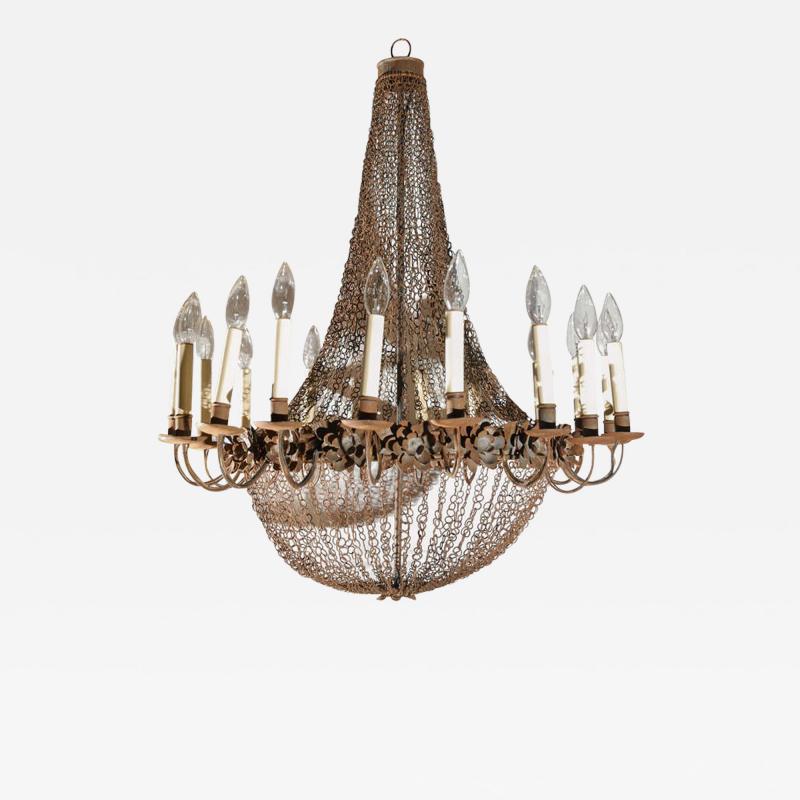 Large 18 Light Wire and Metal Chandelier