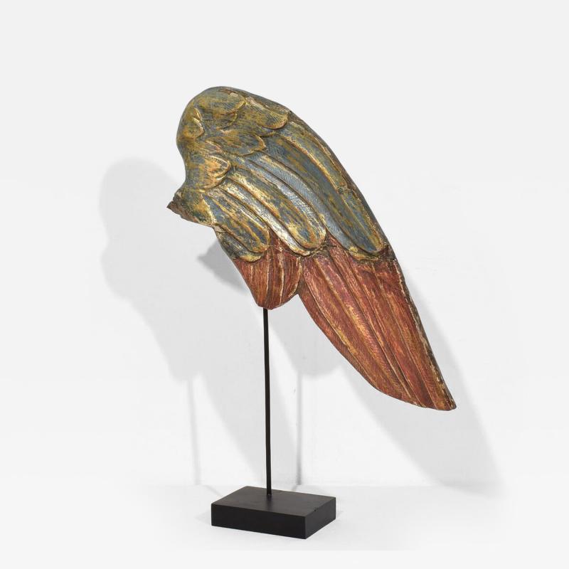 Large 18th Century Italian Carved Wooden Wing of a Baroque Angel