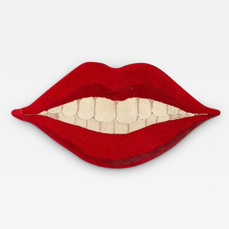 Large 1970s Wall Mounted Lips Tapestry Pop Art