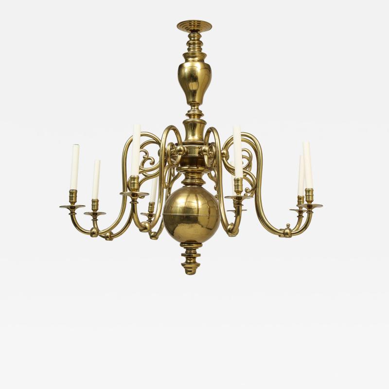 Large 19th c Dutch brass chandelier