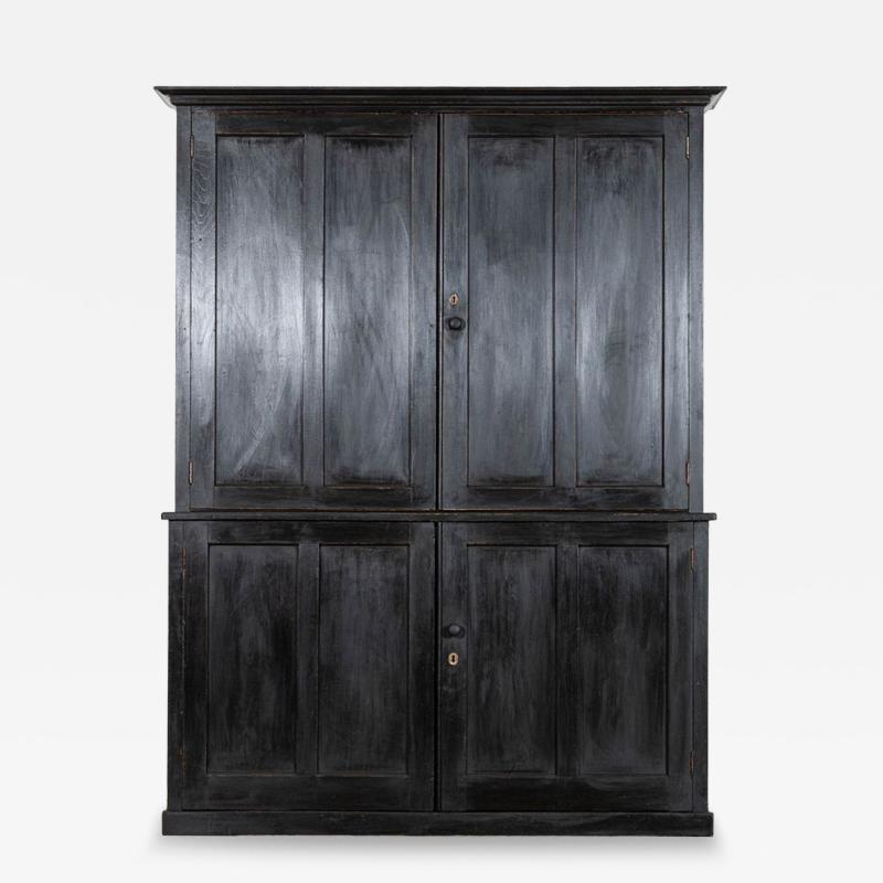 Large 19thC Ebonised English Ash Linen Cupboard