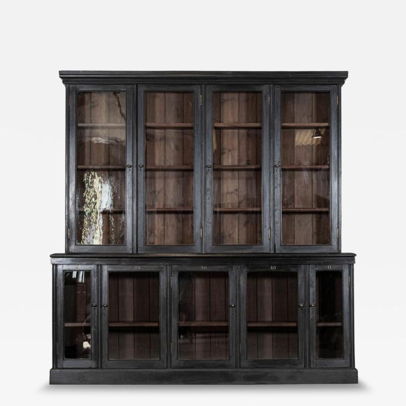 Large 19thC English Ebonised Glazed Mahogany Bookcase