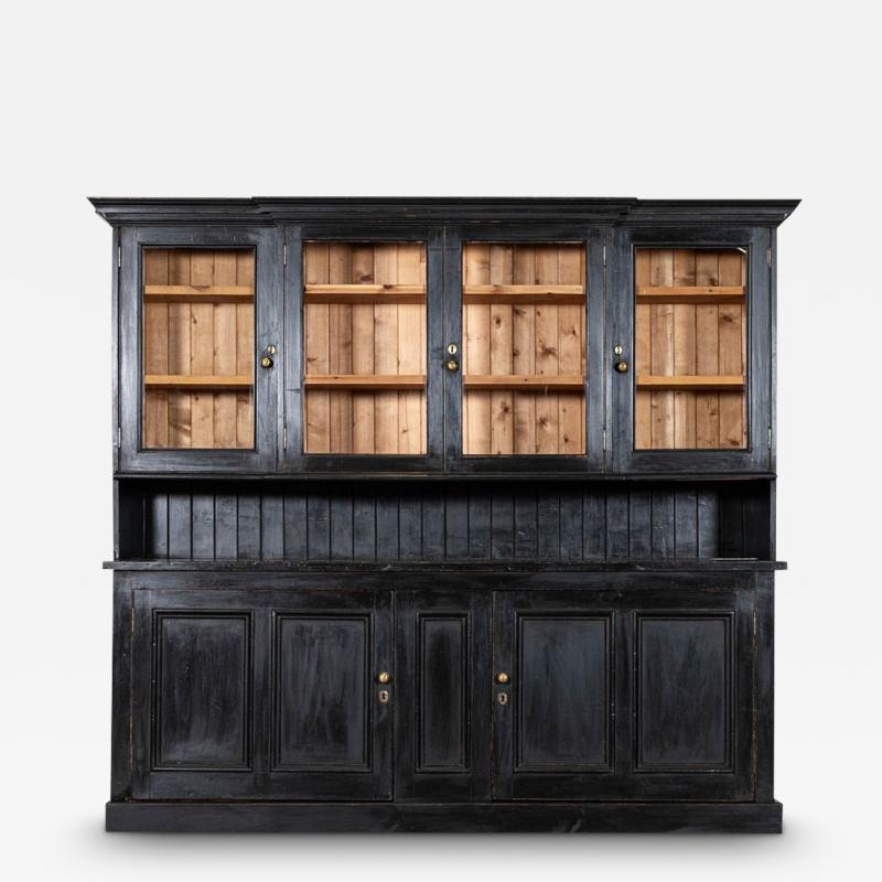 Large 19thC English Ebonised Pine Butlers Pantry Cabinet