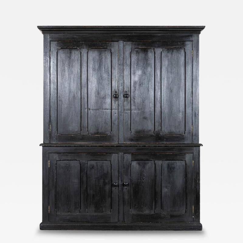 Large 19thC English Ebonised Pine Housekeepers Cupboard