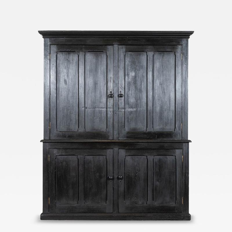 Large 19thC English Ebonised Pine Housekeepers Cupboard