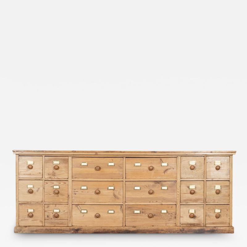 Large 19thC English Pine Apothecary Bank Drawers