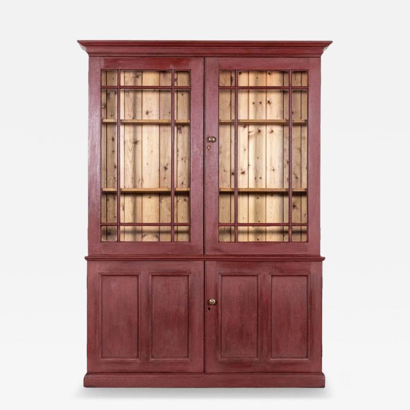 Large 19thC English Pine Glazed Dresser Bookcase