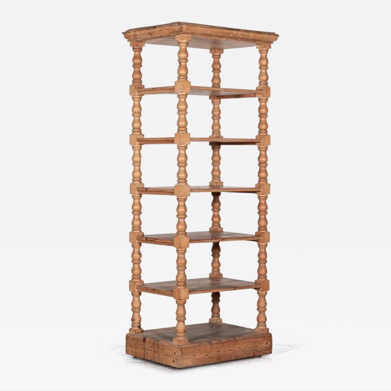 Large 19thC English Pine Pantry Etagere Shelves on Castors