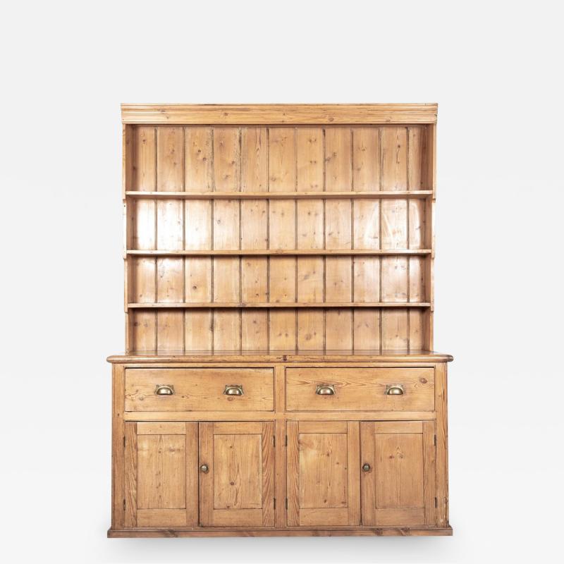 Large 19thC English Pine Waterfall Dresser