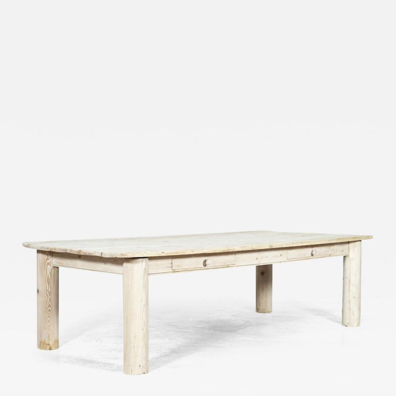 Large 19thC French Bleached Pine Farmhouse Table