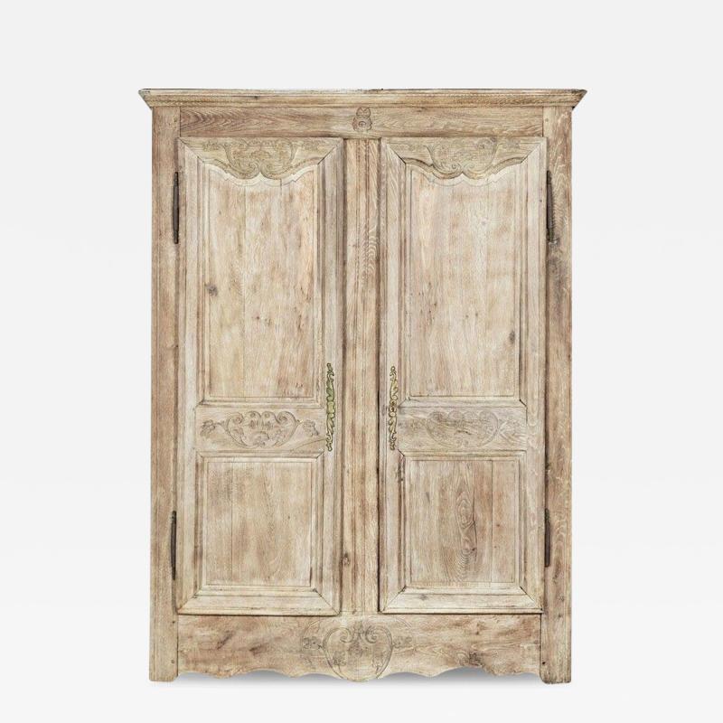 Large 19thC French Provincial Bleached Oak Armoire