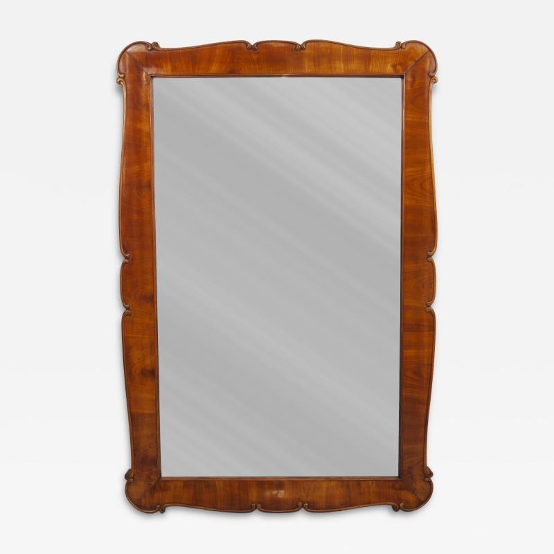 Large 59 Biedermeier Carved Scalloped Cherry Wood Wall Mirror Vienna 1850