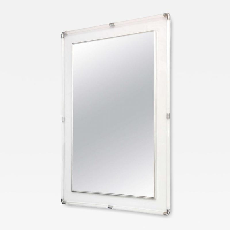 Large American Modern Lucite and Polished Chrome Mirror by Charles Hollis Jones