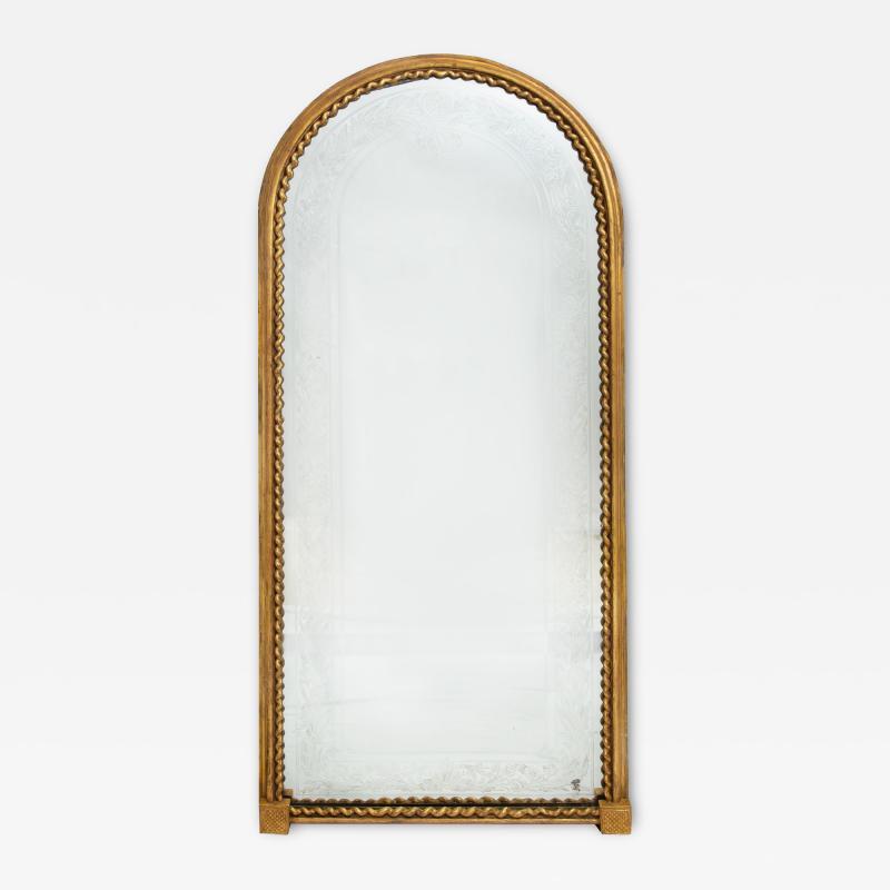 Large Antique French Louis Philippe Arched Top Giltwood Pier Mirror ca 1870