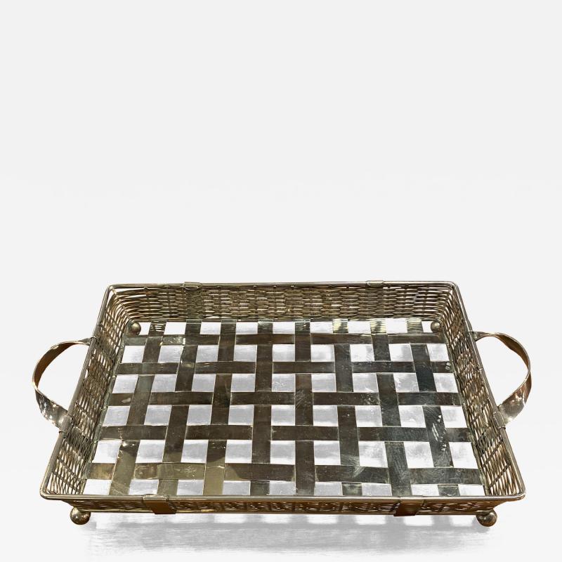 Large Antique Italian Silver Square Tray 1950s
