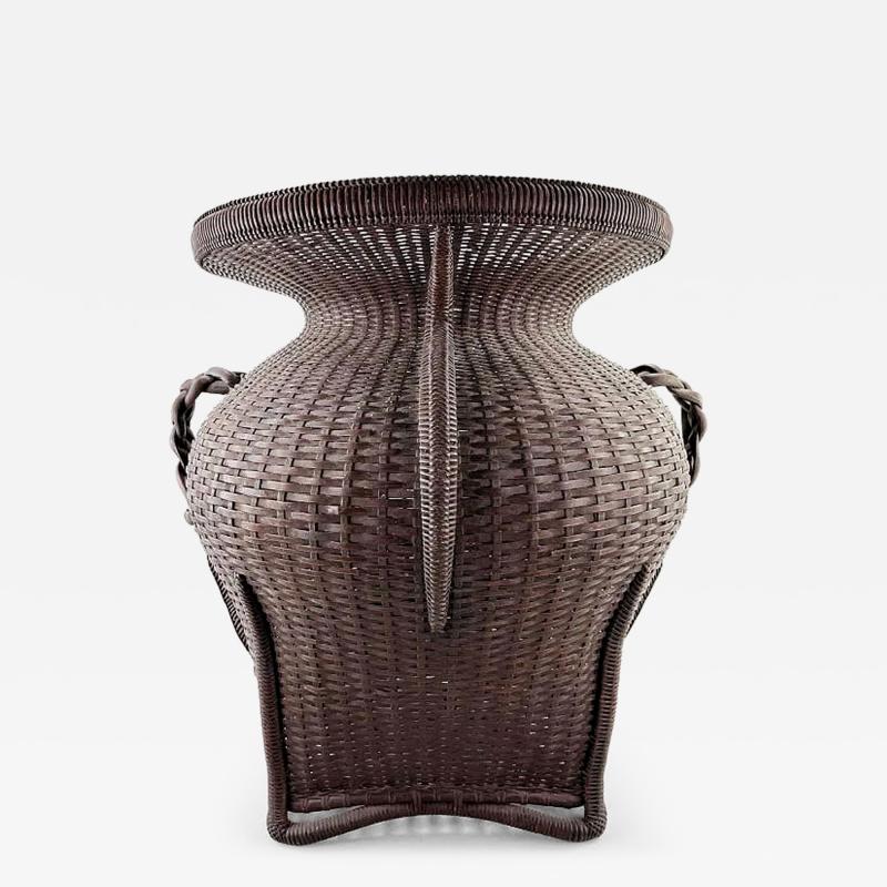 Large Antique Japanese Bamboo Flower Basket Hahakago in Chinese Taste