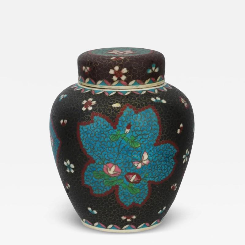 Large Antique Japanese Cloisonne Enamel on Porcelain Totai Jar Signed