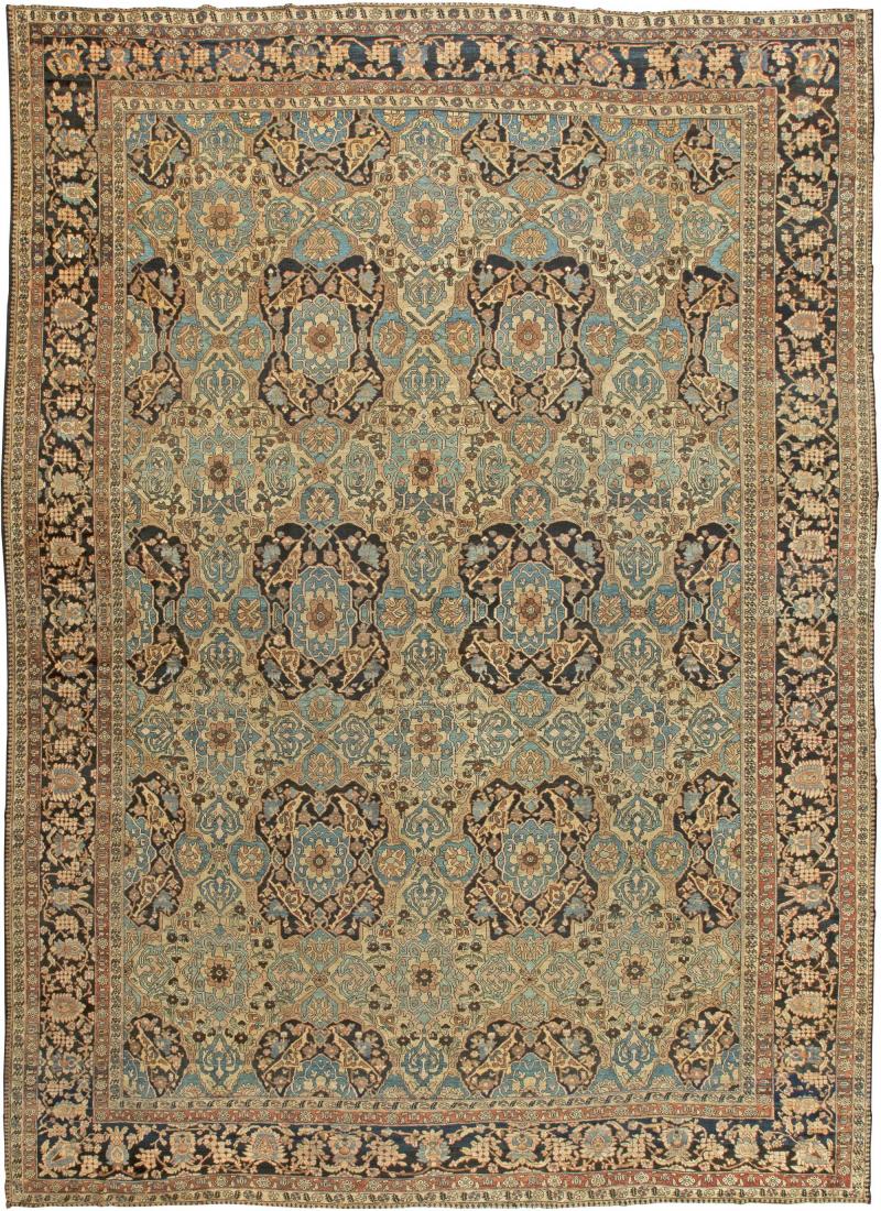 Large Antique Persian Bakhtiari Botanic Handmade Wool Carpet