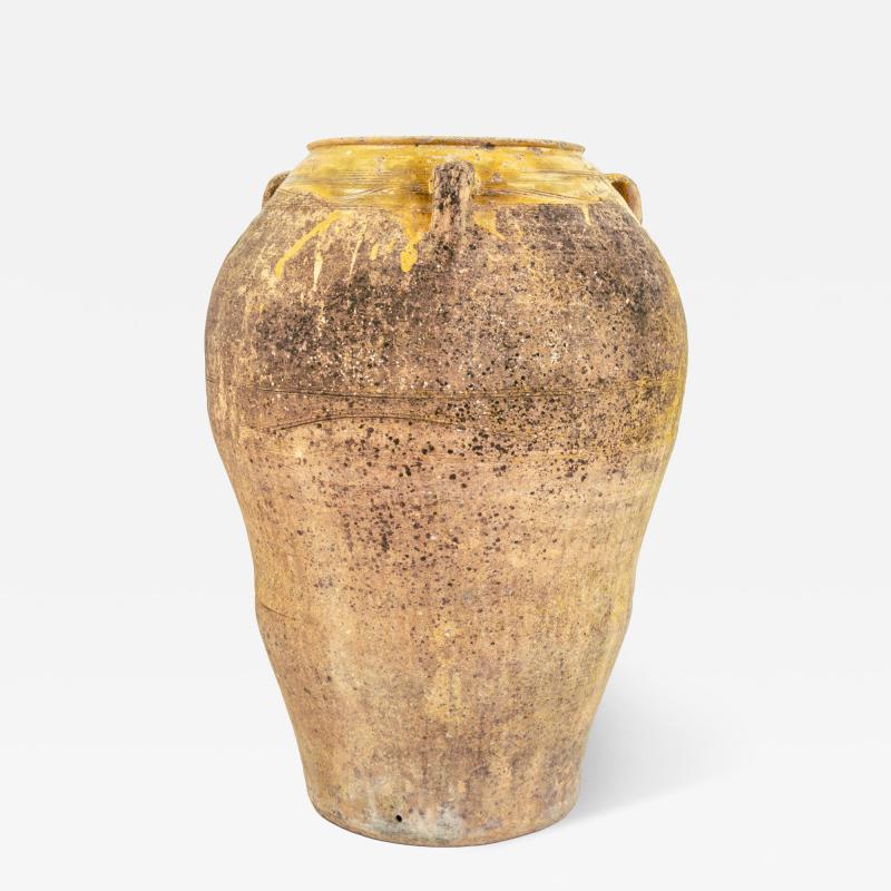 Large Antique Spanish Terracotta Olive Jar With 3 Handles