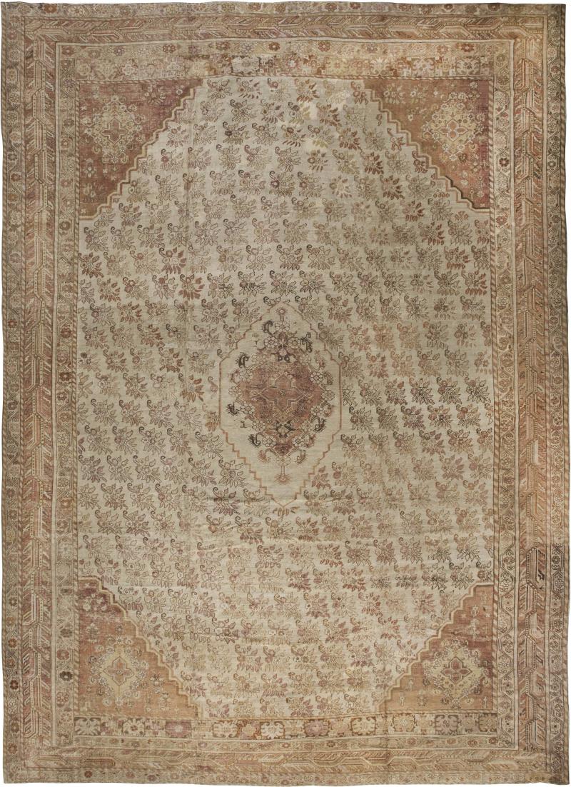 Large Antique Turkish Ghiordes Hand Knotted Wool Rug