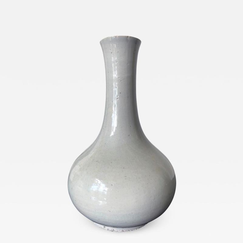 Large Antique White Glazed Bottle Vase Korean Ceramic Joseon Dynasty